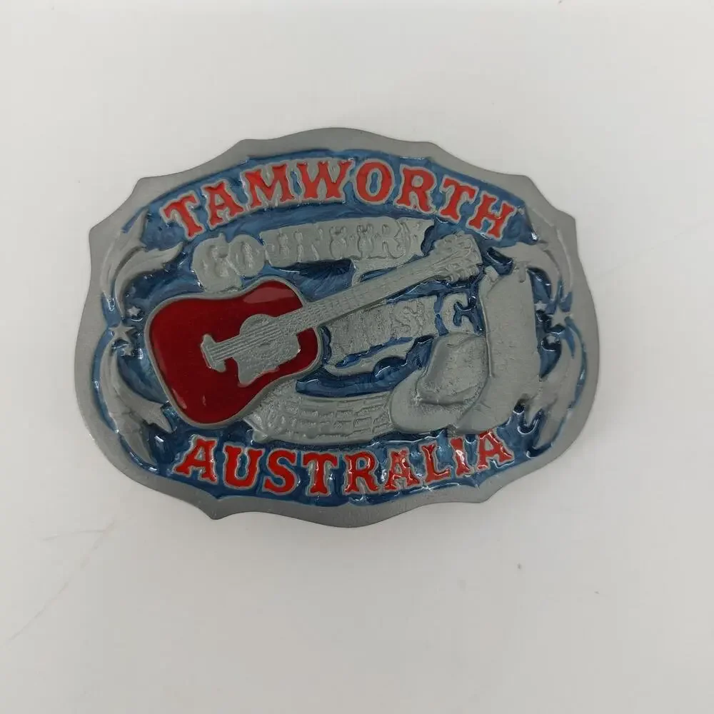 Tamworth Australia Belt Buckle Country Music Guitar Red Blue